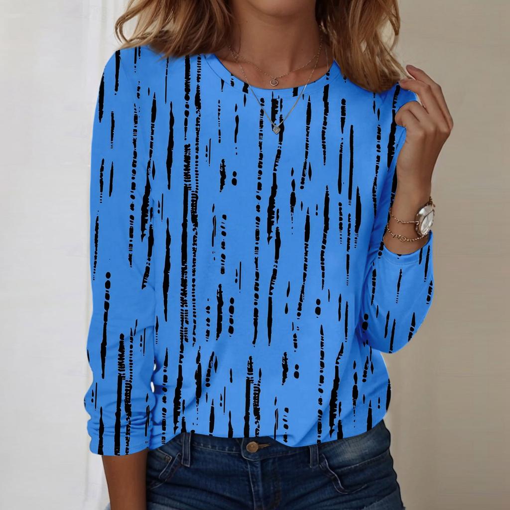 Long Sleeve Shirts For Women Cute Print Graphic Tees Blouses Casual Plus Size Basic Tops Pullover