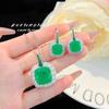 Luxury Handcrafted Emerald Pendant Necklace Large Carat Square Ear Hook Earrings Jewelry Set for Women