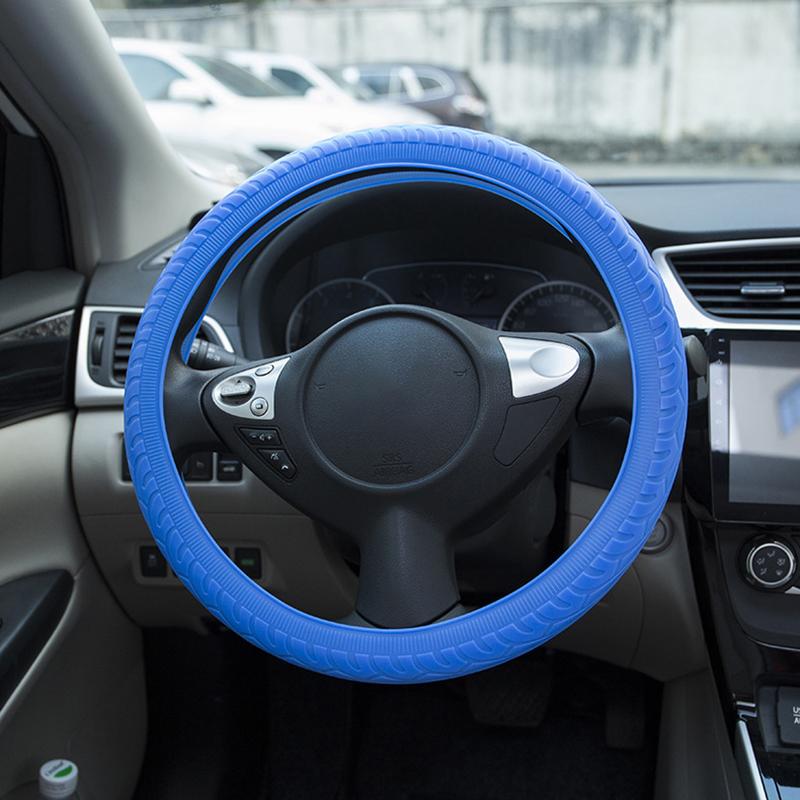 Soft Silicone Steering Wheel Cover Wear-resistant Tire Pattern Car Accessories Auto Protective Decoration Steering Wheel Cover