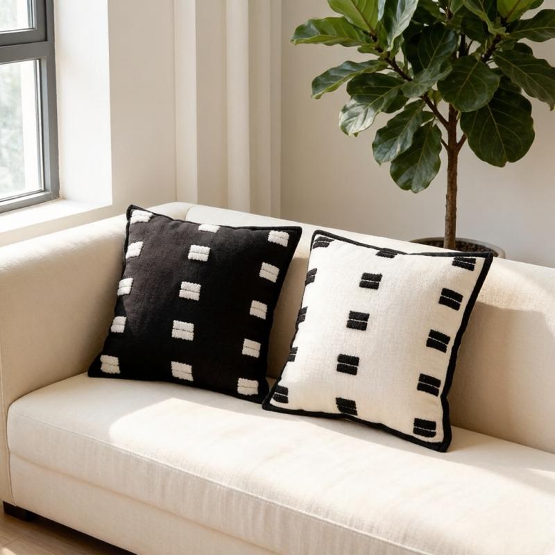 Kissenhülle 45x45 Schwarz Weiß Farbe Kissen Dekorative Kissenhülle für Sofakissen Luxus Dekoration Zuhause