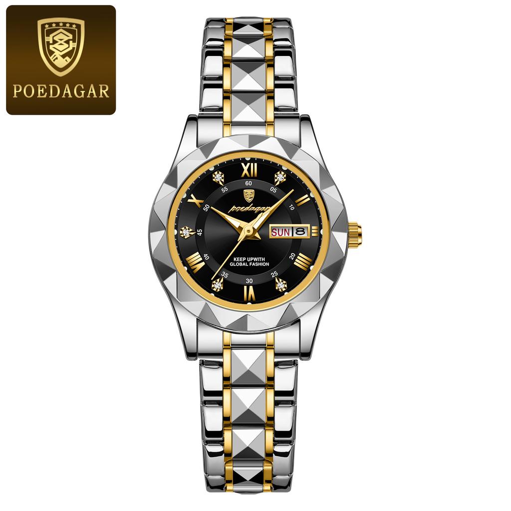 Luxury Brand New Women's Watch Waterproof Double Calendar Luminous Quartz Watch Diamond Ladies Business Clock