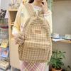 Mori Style Corduroy Plaid Schoolbag Female Junior High School Student Large Capacity Casual Versatile Backpack Travel Backpack