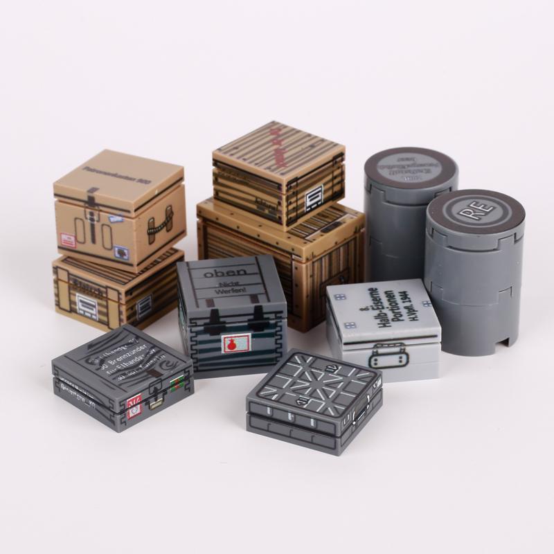 MOC WW2  Green Gas Mask  Military Soldiers Accessories Warfare Motorcycles Ammunition Box Equipment  Bricks Toys Kids Gift