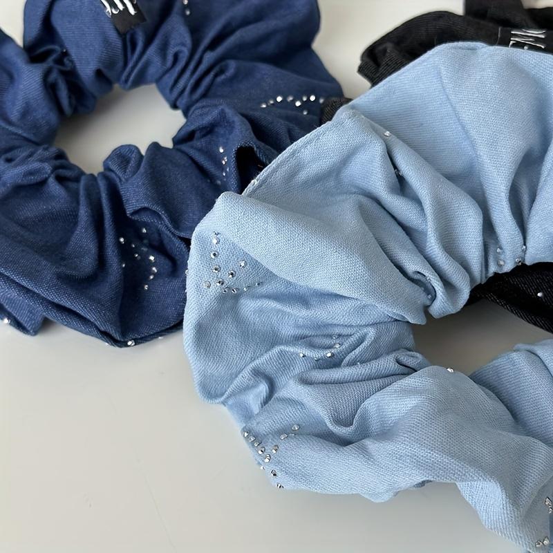 Vintage Denim Scrunchies Große Größe Elastisches Haarband Gummibänder Damen Haarschmuck Kopfbedeckung