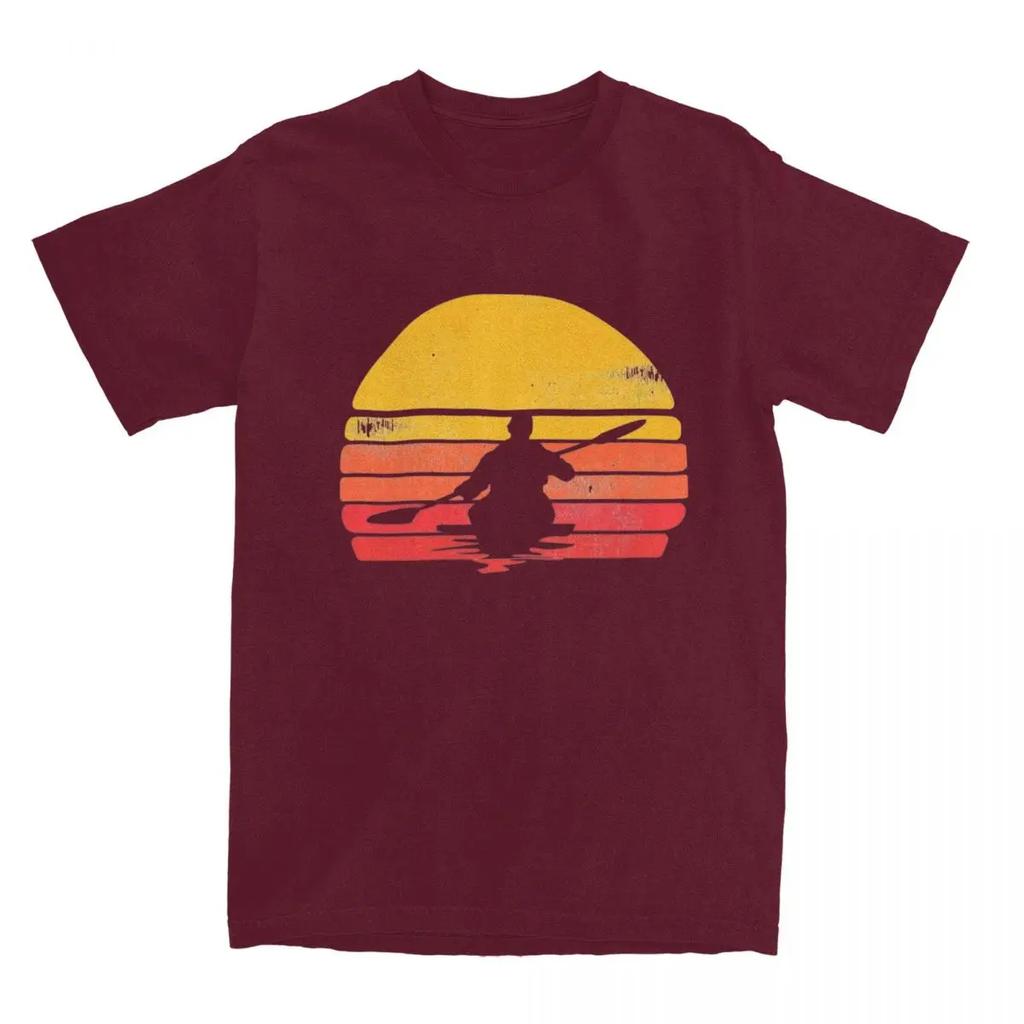 UnisexKayaking Sunset T Shirts Apparel Sea Kayak 100% Cotton T-shirt Clothes Amazing Tee Shirt All Seasons