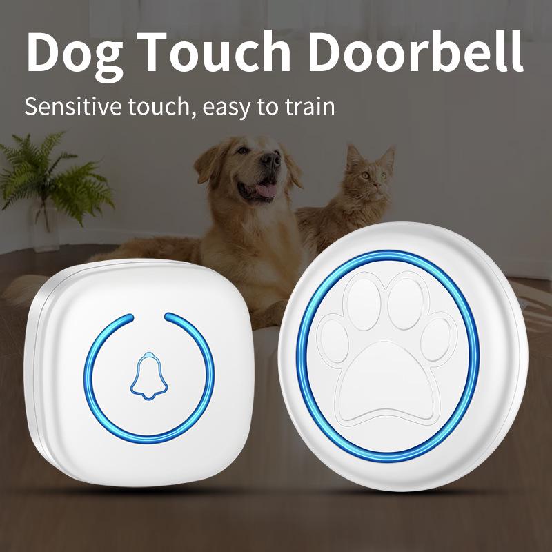 Dog Training Doorbell with Touch Buttons, 60 Melodies, LED Light