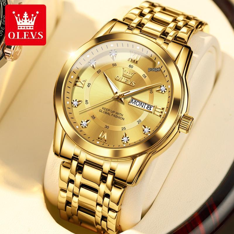 Oulishi Quartz Luminous Dual-Calendar Watches for Men and Kids