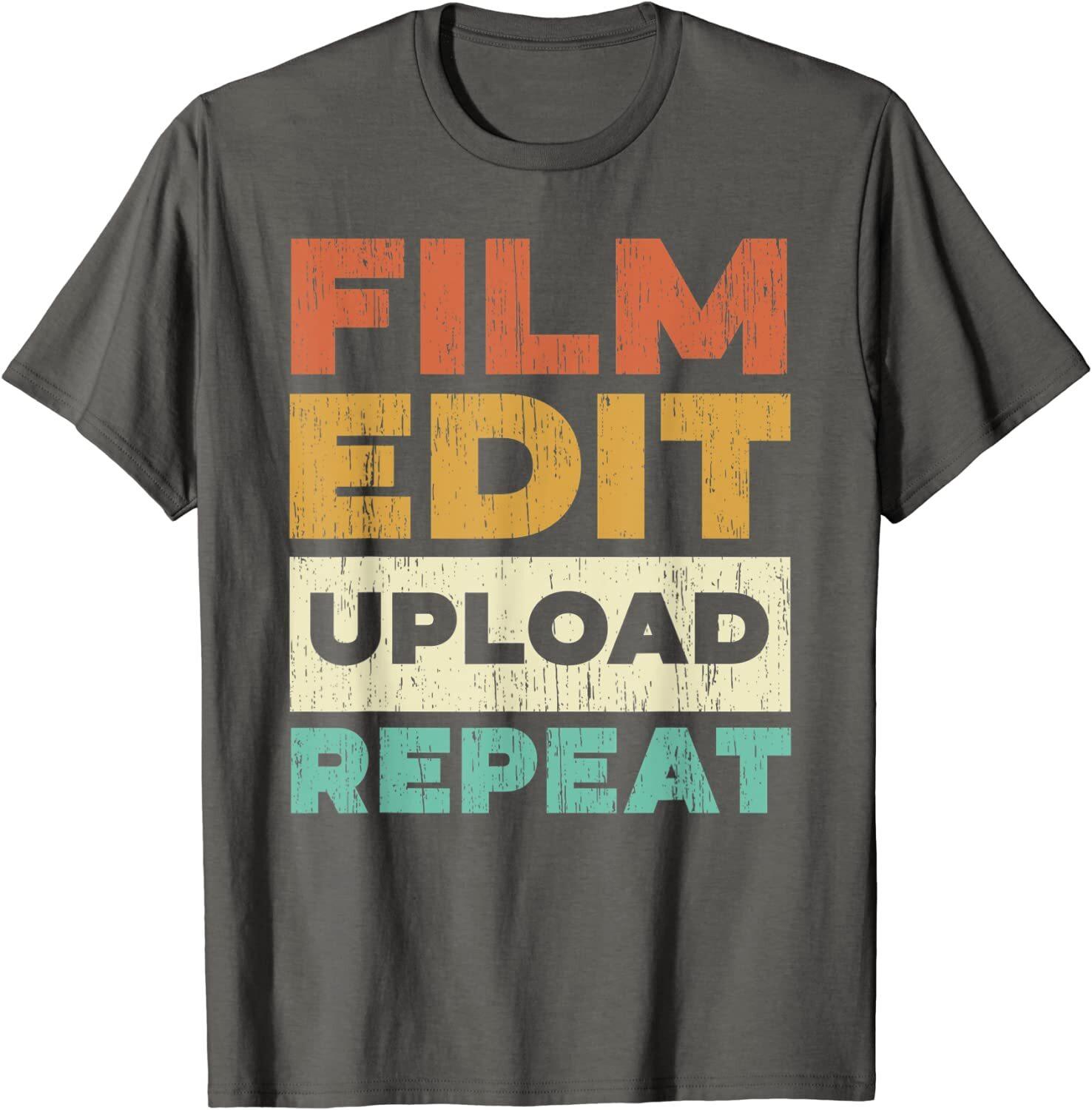 Film Edit Upload Repeat Content Creator Social Media Unisex T-Shirt S разноцветный