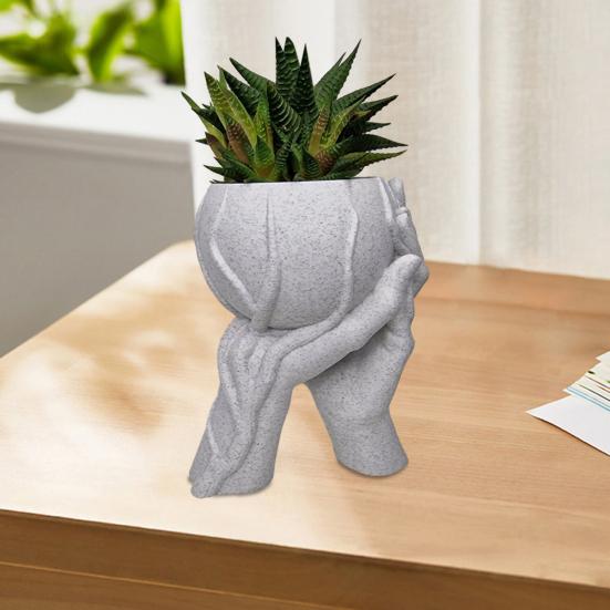 Hand in Hand Shape Flowerpot Synthetic Resin Marble Texture Plant Pot Home Decoration Household Balcony Garden Decor