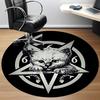 1pc Kitty Pentagram Office Round Area Rug, Indoor Mat Suitable ForOffice, Under Office Chairs Bedroom Living Room Home Decor, Room Deco u23