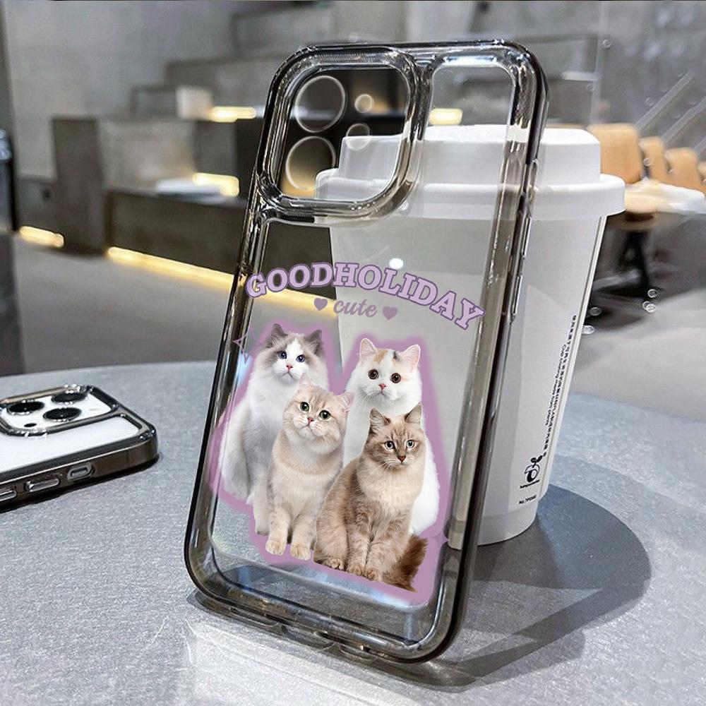 

Чехол для телефона Cat для iPhone 13, чехлы для iPhone 11, 16 Pro Max, 14, 15, 12 XR, 13pro, 16pro, 16promax, 13promax, мягкие прозрачные чехлы из ТПУ, Fundas For iPhone 15 Pro