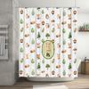 Süßer Duschvorhang mit Tierprint, Wasserdicht, Heimdekoration für Badezimmer, Thema Grünzeug Waldtiere mit Füchsen, Bären, Eichhörnchen Design