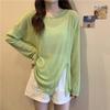 Women's Summer Korean-Style Sheer Long-Sleeve Sun Protection T-Shirt - 2025 Candy Color Loose Fit