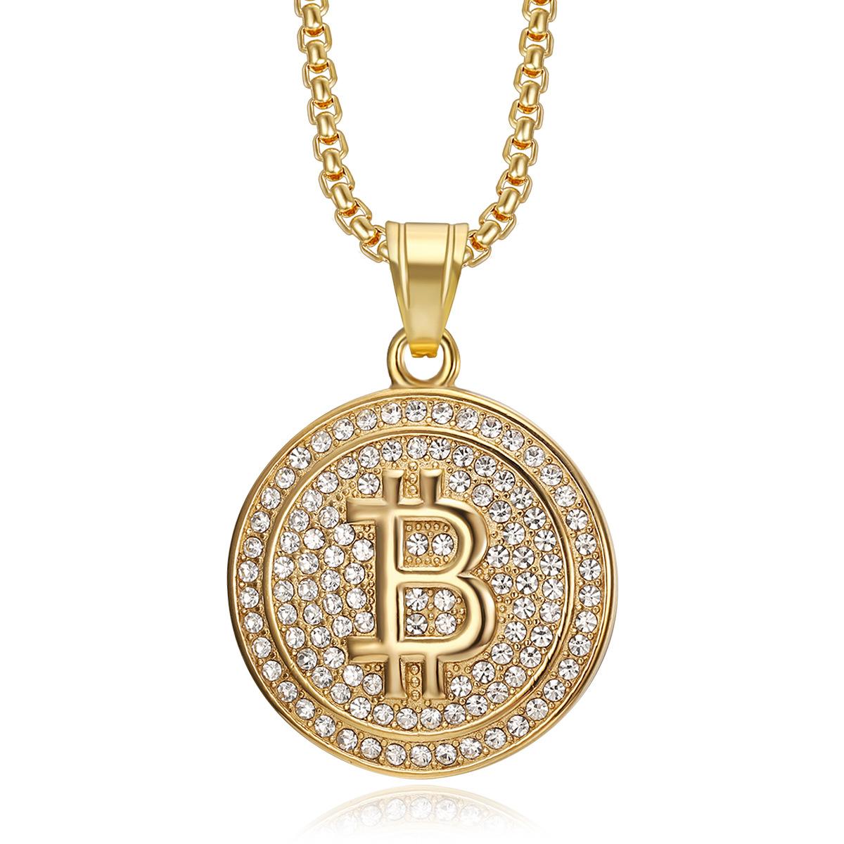 

Ювелирное изделие Позолоченный микрокристаллический циркон Bitcoin B Буква кулон Ожерелье 60cm