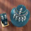 Luxury Water Drop Pendant Necklace With Pearl Tassel Earrings And Rhinestone Set For Women