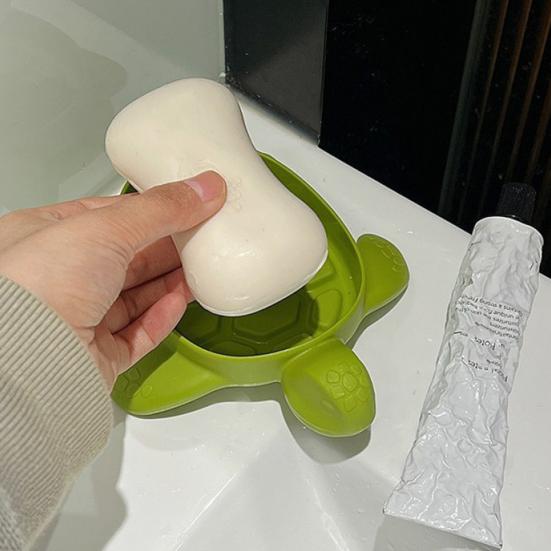 1/2Pcs Tortoise Soap Dish PP Material Soap Holder Shower Bathroom Kitchen Anti-Slip Soap Tray Home Decor