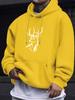 Men's autumn/winter hooded sweatshirt, deer head print casual long-sleeved pullover, simple, stylish and trendy top.