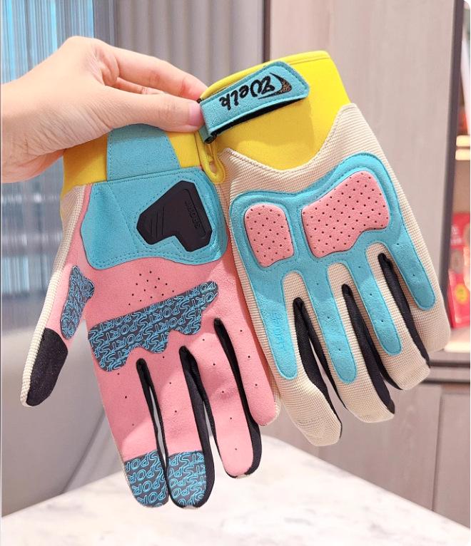 

Перчатки для ретро-гонок «Макарон»: Унисекс летние мотоциклетные перчатки с противоскользящими, износостойкими и сенсорными функциями. Small