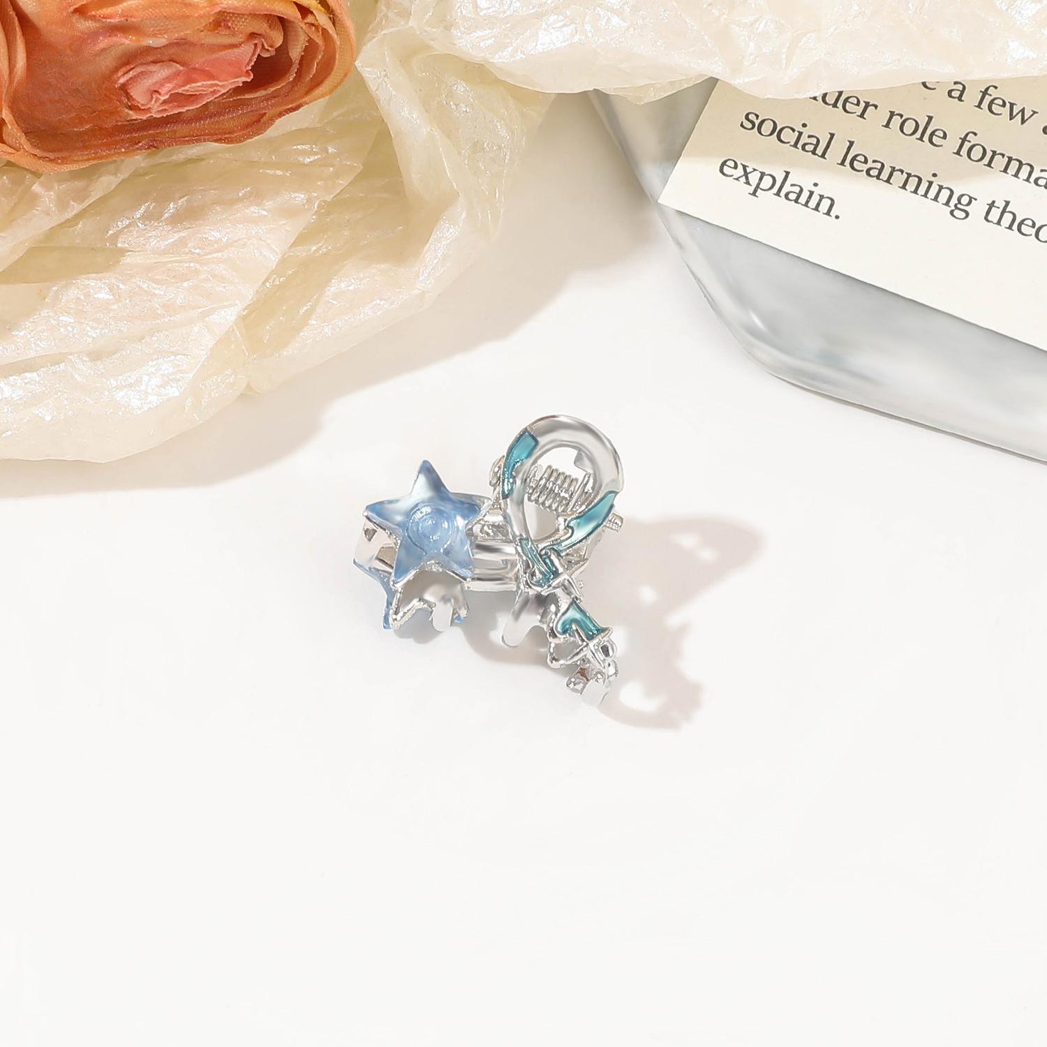 

Новая заколка-звезда из сплава синего цвета, простая заколка-звезда для девочек в виде пятиконечной звезды из серебряного металла, аксессуары для волос в виде утконоса