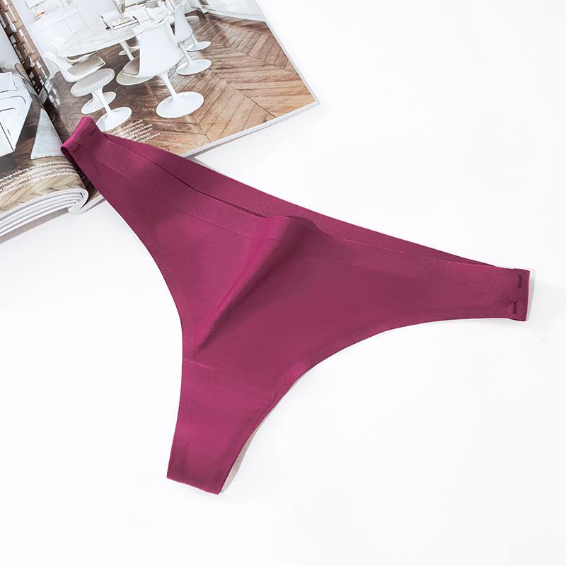 

Женские сексуальные бесшовные стринги из ледяного шелка с низкой посадкой XL темно-красного
