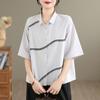 DIMANAF 2026 Women Plus Size New Summer Blouse Shirt Short Sleeve Casual Loose Lady Tops Shirts Embroidery Cotton