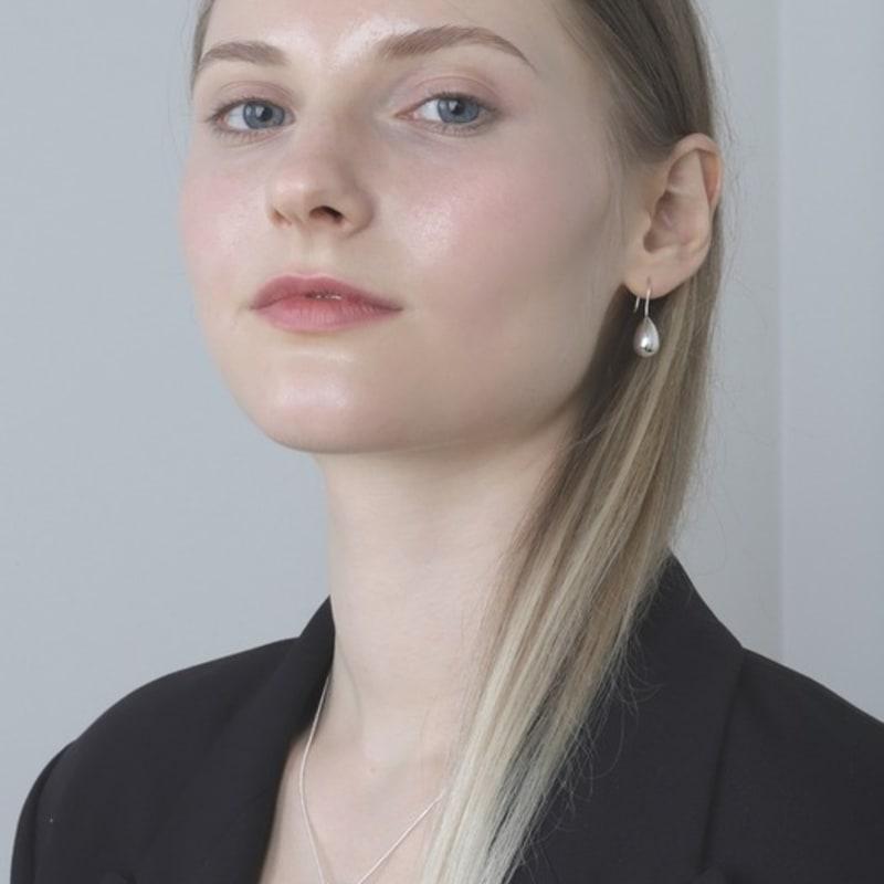 Ozel Silver925 Glossy Teardrop Fish Hook Earrings ES179E