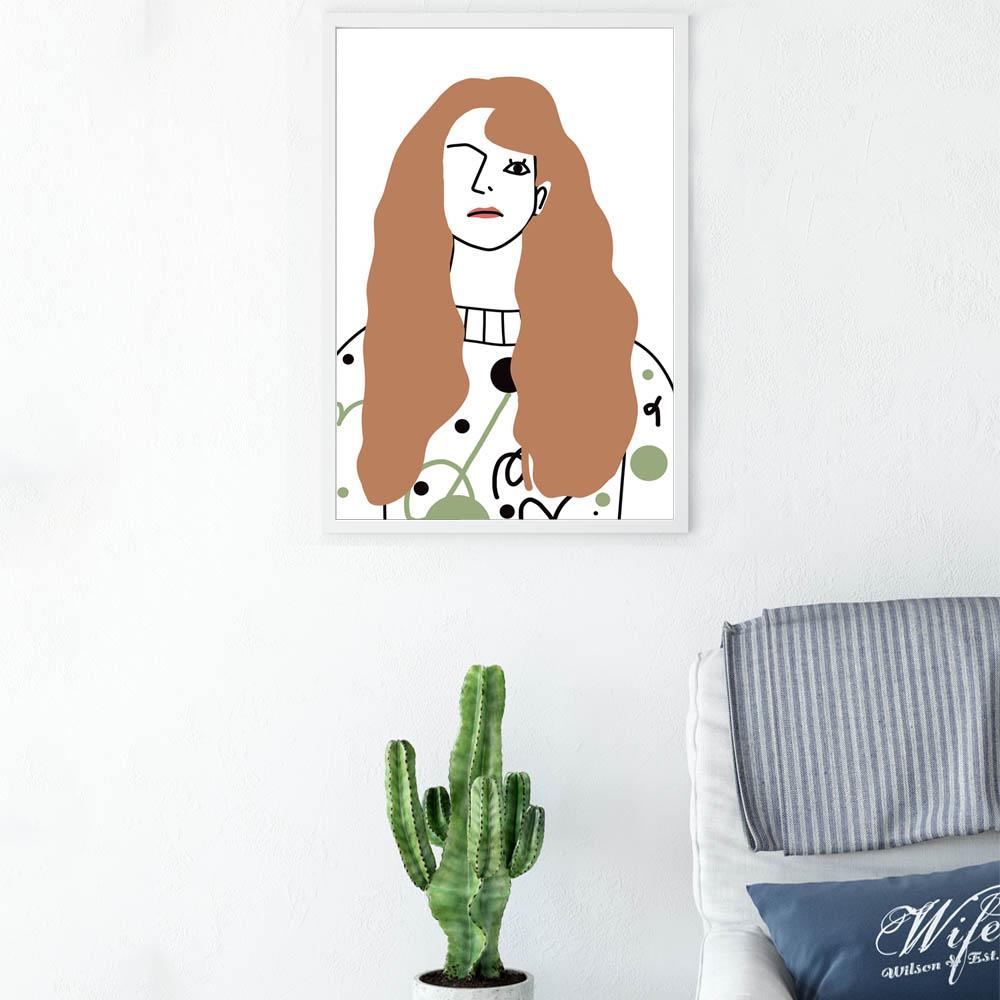 Nordic Figure Oil Painting Fashion Women In Green Abstract Art Canvas Painting Living Room Corridor Office Home Decoration Mural No Frame