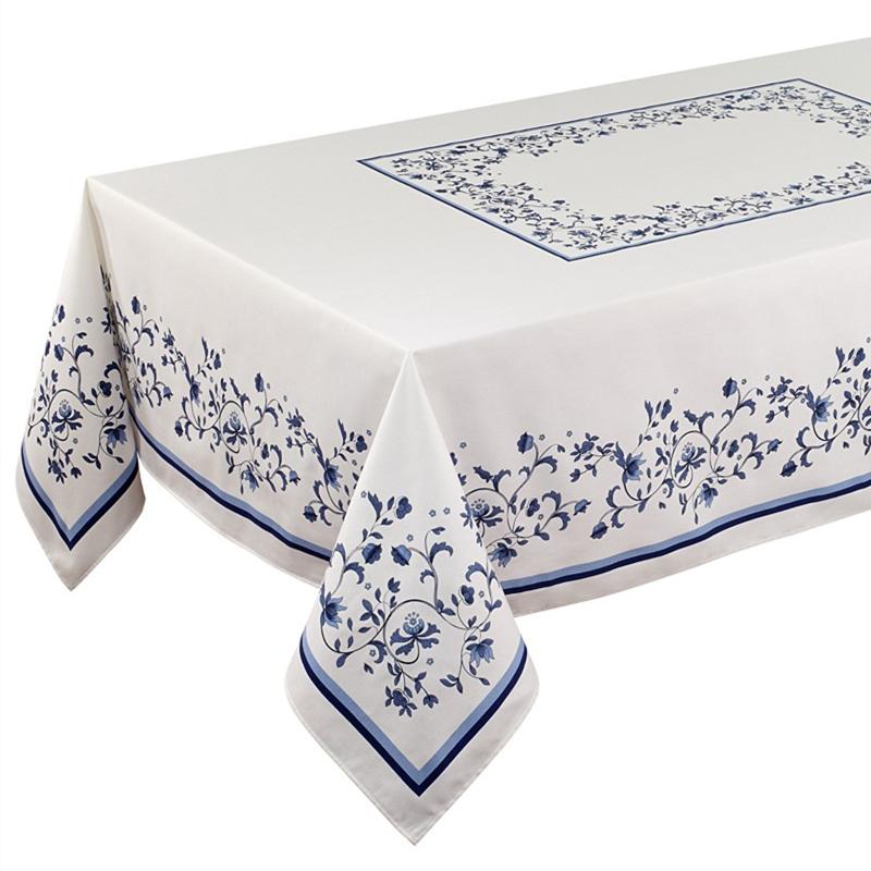 Pflanzenmuster Wasserdichte Tischdecke Blau Mode Druck Heimdekor Hochzeitsfeier Wasserdichte Tischdecken Für Rechteckige Tische
