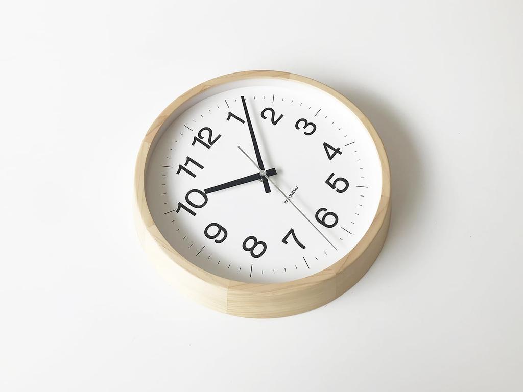 KATOMOKU Muku Clock 16, Hinoki Wood, km-113HI, Wall Clock with Continuous Second Hand, 30.6cm Diameter (quartz Clock)