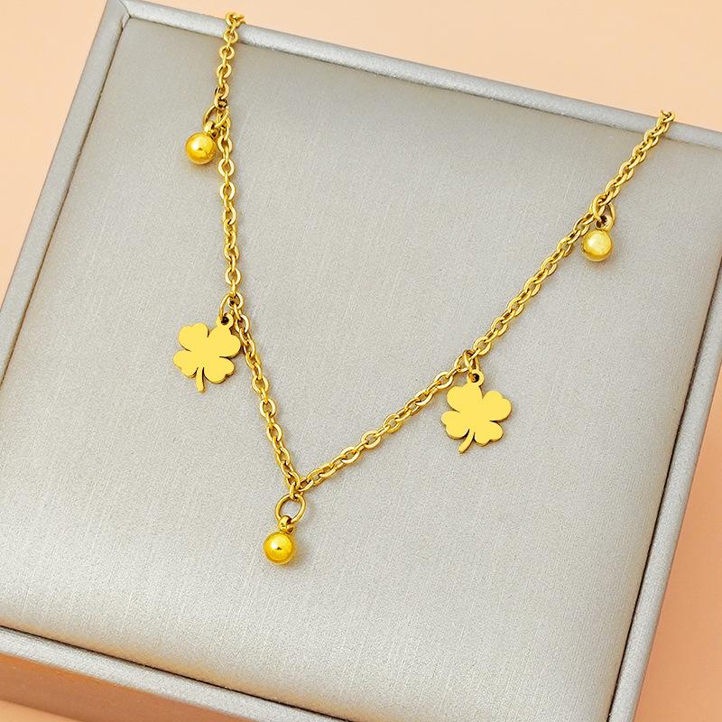 Šťastný čtyřlístek titanová ocel náramek na kotník Ins síťový červený módní osobnost sto partnerů náramek na kotník dámské šperky