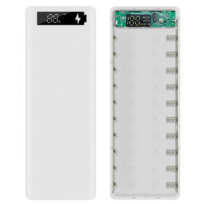 Dual Usb Diy Lcd Display 10X18650 Battery Case Power Bank Shell Charger Box