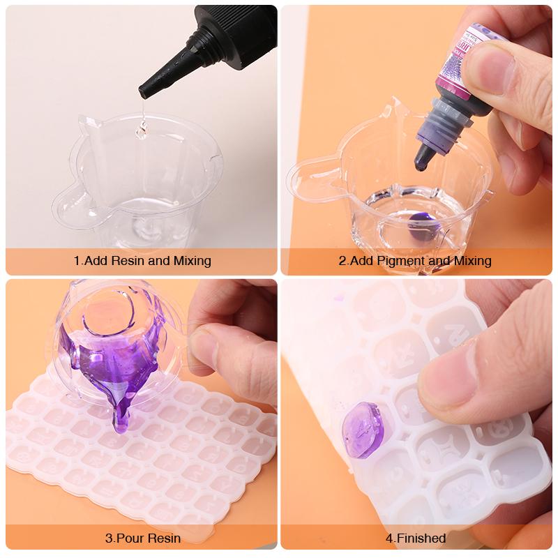 Square Heart Letter Number Silicone Molds Charms Pendant Epoxy Resin Alphabet Bead Mold for DIY Bracelet Jewelry Making Supplies