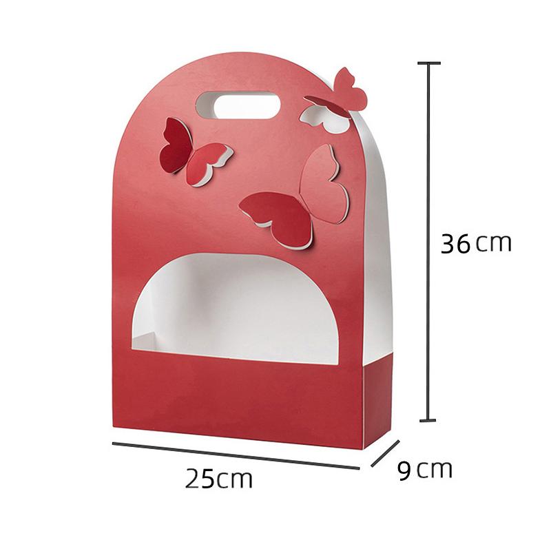 Portable Wedding Favour Boxes 3D Butterfly Carrier Bag Pink Floral Arrangement Gift Paper Package Flower Bouquet Packaging Bag