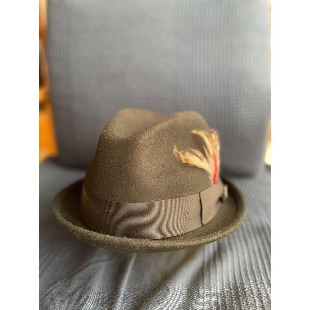Used BRIXTON GAIN Black L size 60cm fedora hat