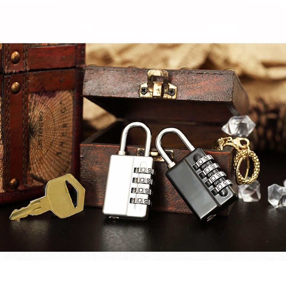 1Pcs Durable with Key Combination Padlock Zinc Alloy Dormitory Cabinet Password Lock 4 Digits Luggage Padlock