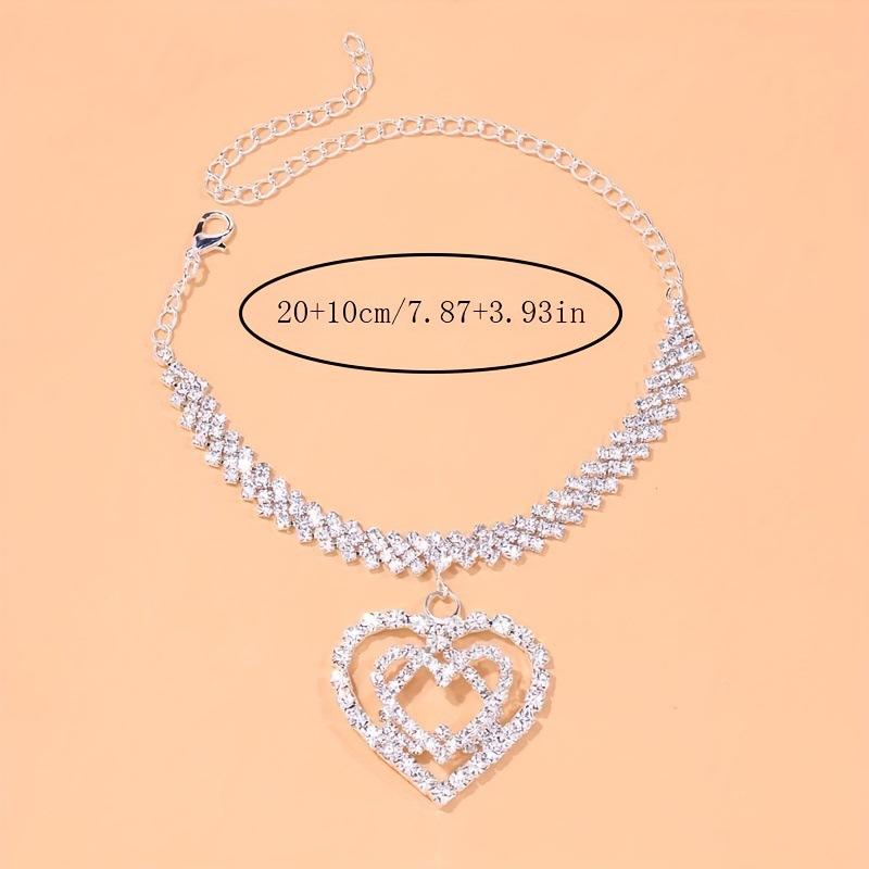Fashion Diamond Mother's Day Love Heart-shaped Rhinestone Pendant Anklet Accessories for Women