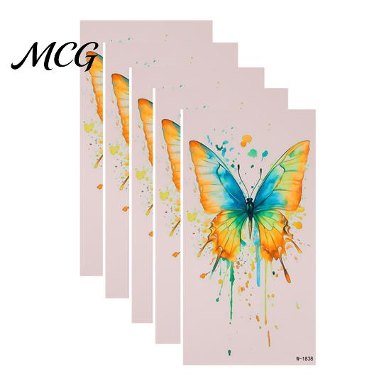 Easy Apply Tattoo Stickers 5 Sheets Butterfly Stickers, Waterproof Temporary Flower Tattoos, Colorful Safe Skin Tattoos Face Body for Parties