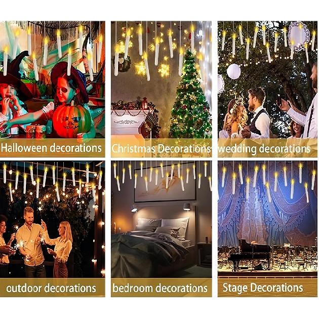 Halloween Decorations, Harry Floating Battery Operated Candles with Potter Magic Wand Remote, Flameless Hanging Flickering LED Candle Light,