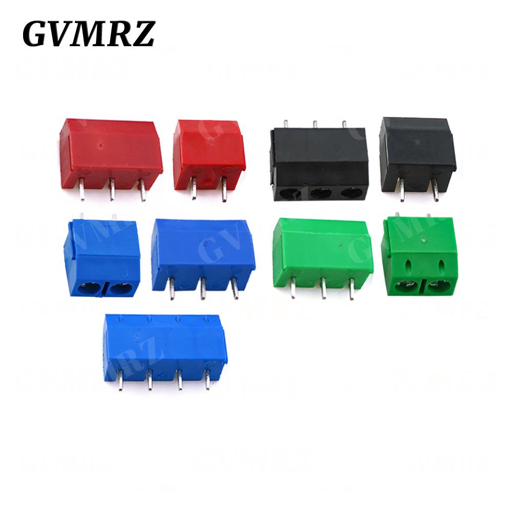 10PCS PCB Terminal Block Connector Pitch 5.0mm KF301 Straight Pin 2P 3P Screw PCB Terminal Blocks Connector Blue Black Green