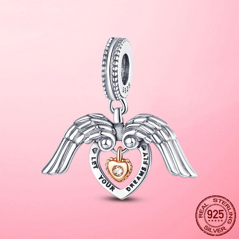 Follow Heart Compass Dangle Charms Beads Pendant Copper Fit Original Bracelets Bangle Diy For Jewelry Making