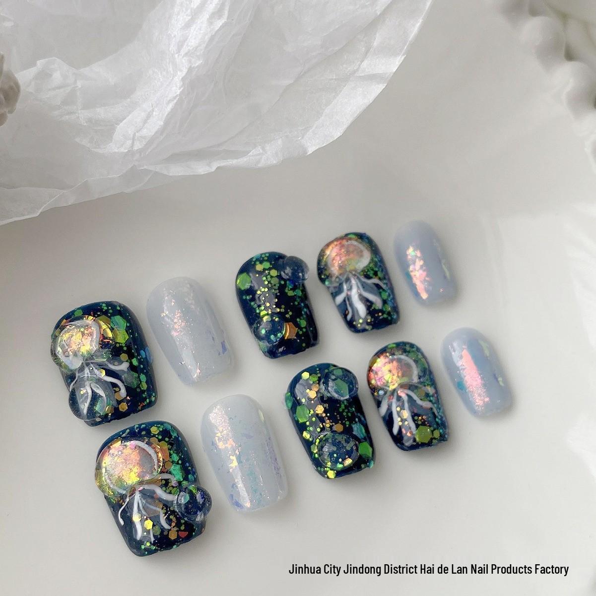 

Handmade Transparent Jellyfish Nail Art Patches - Removable Whitening Wearable Nails