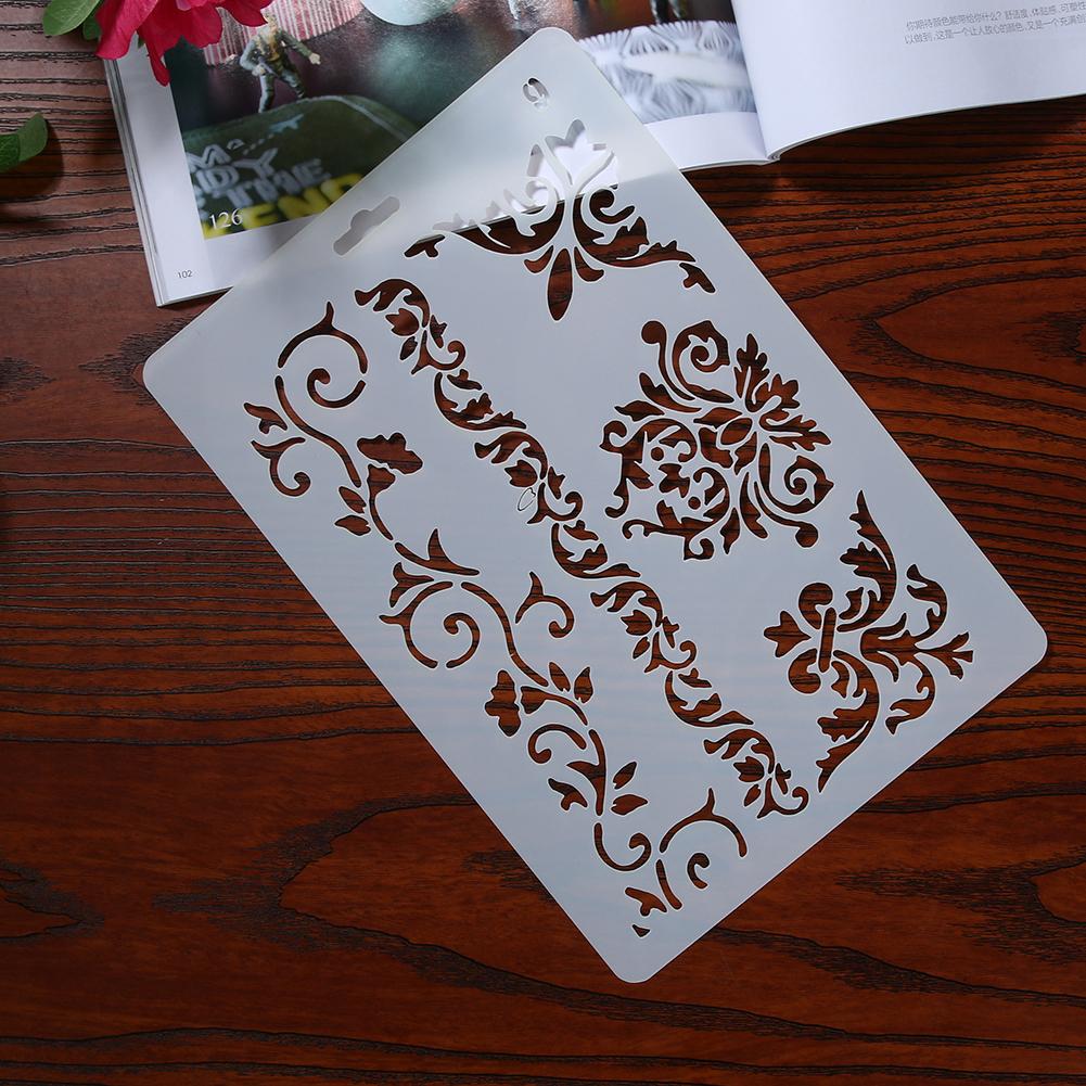 Plastic Hollow Out Template DIY Painting Template Drawing Tool Art Craft Reused Flower Pattern for Wall Painting