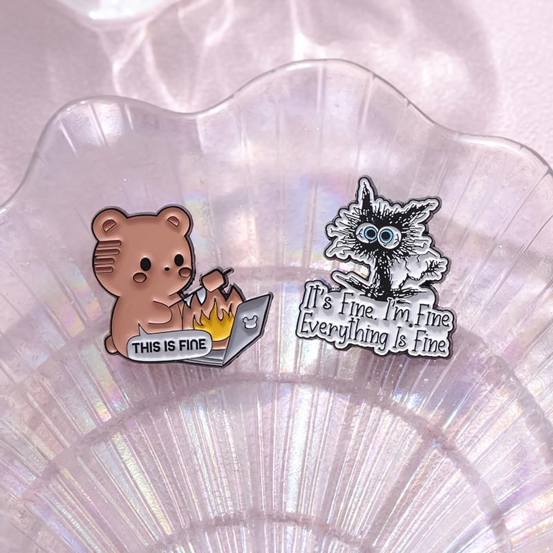 Unique Geometric Letter Style Metal Brooch Charming Animal Design For Fashion Lovers