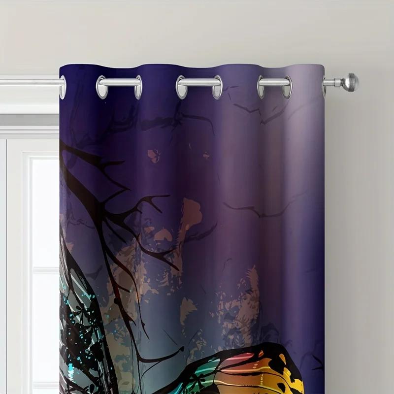 Fantasy Curtains Colorful Vivid Animal Butterfly Cloth Fashion Printed Curtains for Bedroom Kitchen Living Room Home 2 Panels