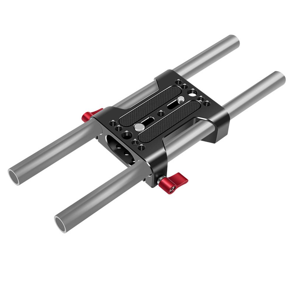 

Multipurpose Camera Base Plate with 15mm Rod Rail Clamp Tripod Mounting Baseplate Aluminum Alloy for DSLR Rig Support