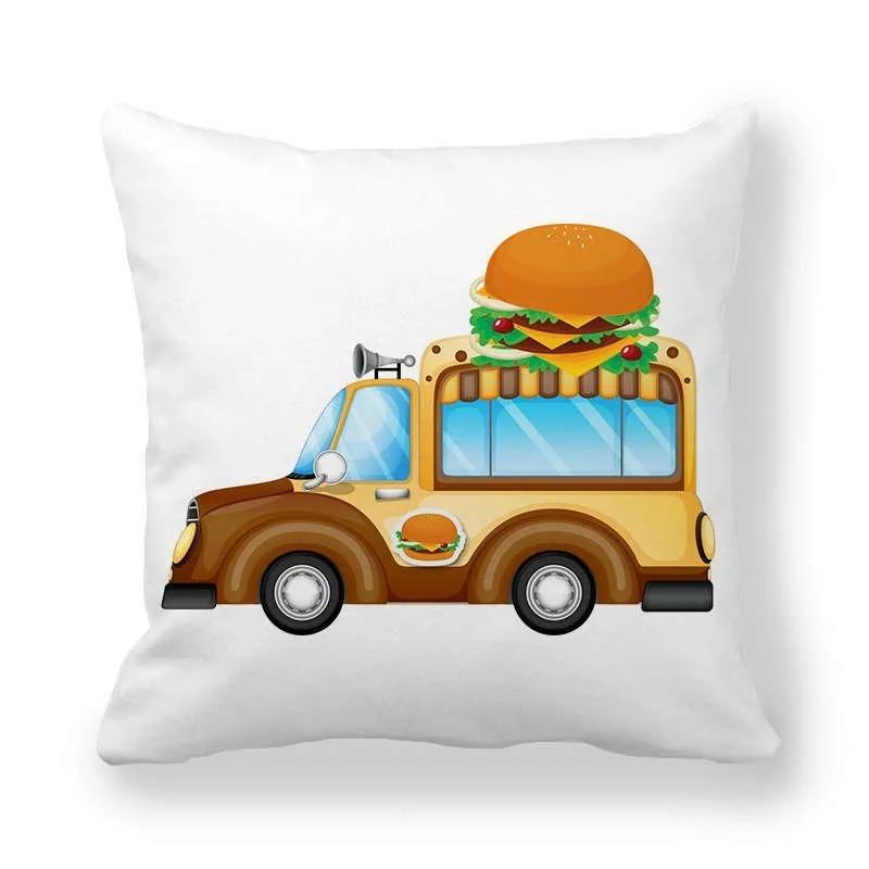Cartoon Food Car Print Pillowcase Living Room Office Home Pillowcase Car Ornaments