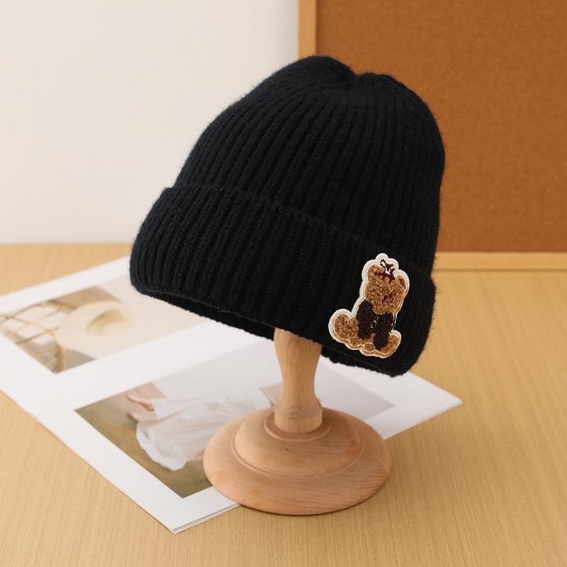 

Женская шерстяная шапка «Сидящий медведь» Утепленная бархатная Теплая Модная вязаная шапка Шапка от холода Партия one size