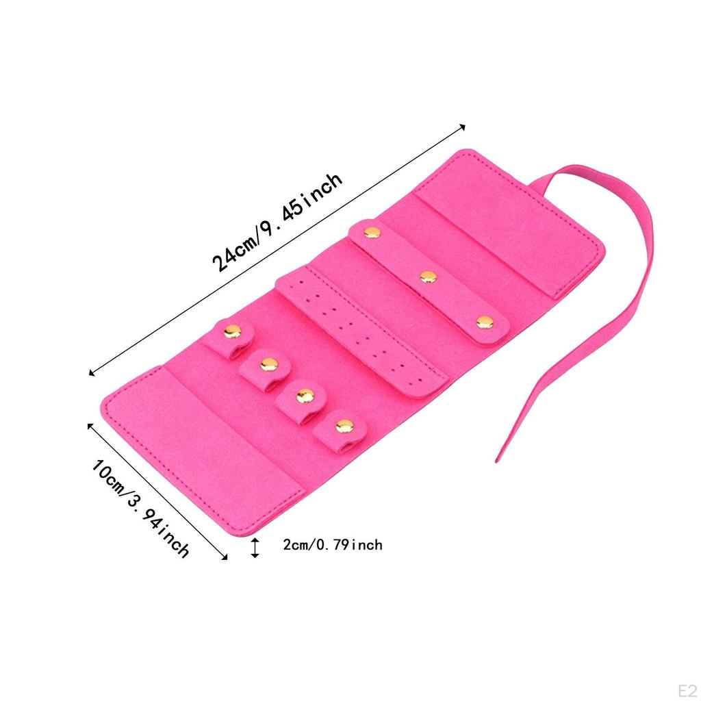 Jewelry Roll Storage Bag with Tie Close for Rings Earrings Necklaces Rose Red