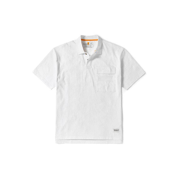 

Timberland Casual Large Pocket Polo Shirt Men tops White A2H23-100 L
