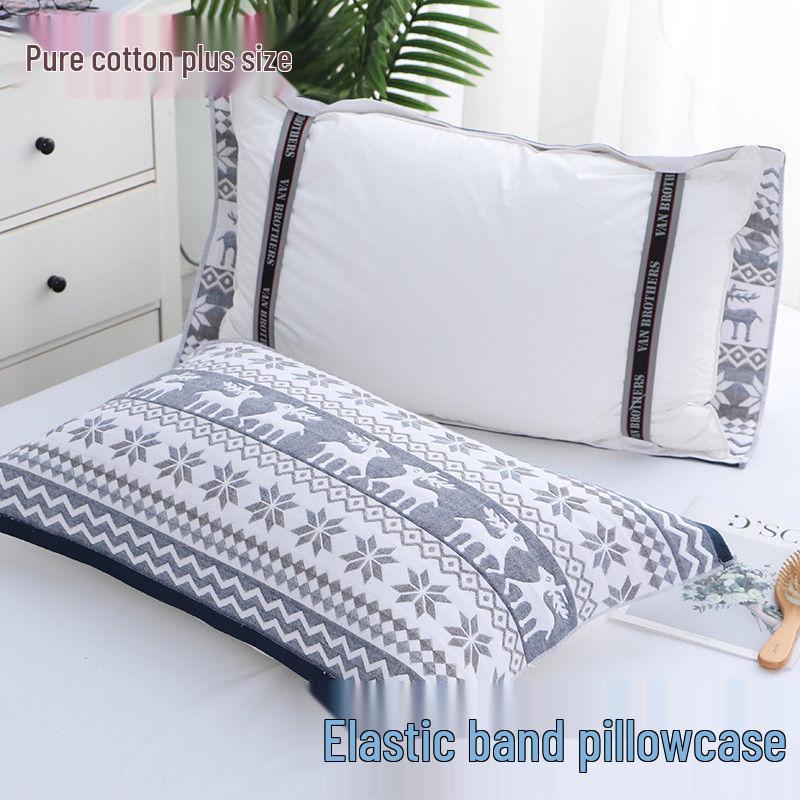 Yiwenwo Non-Slip Extra Large Cotton Gauze Pillowcase with Fixed Straps for Students & Adults